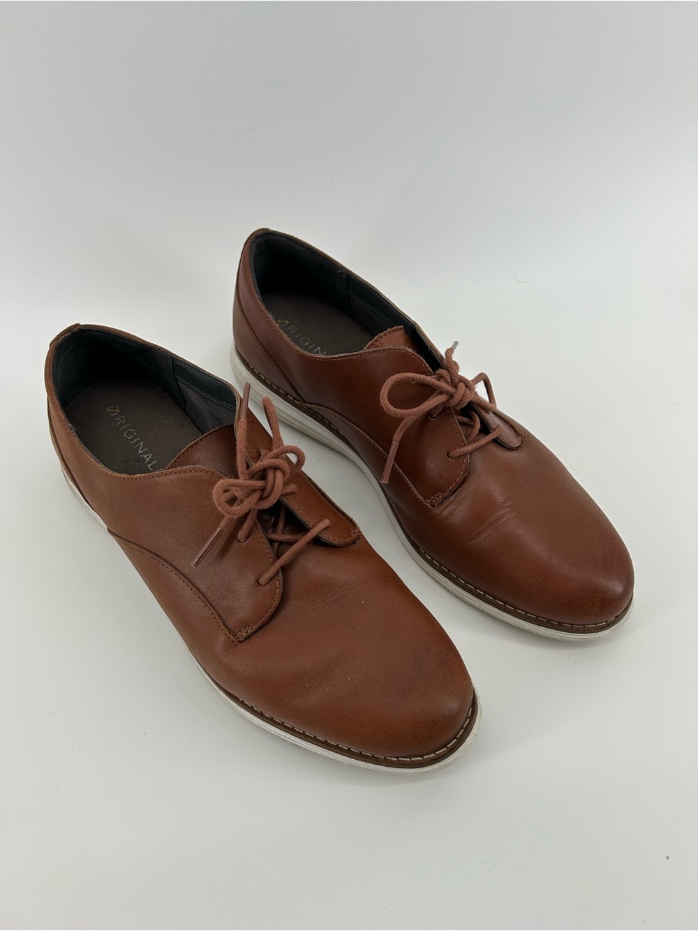 Cole Haan Grand O's Brown Leather Lace-Up Flats